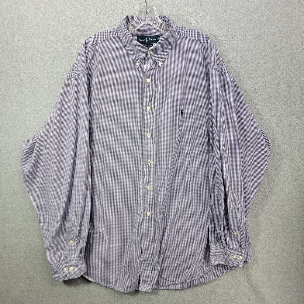 polo ralph Lauren shirt mens 18 36/37 XL  yarmouth check casual button down